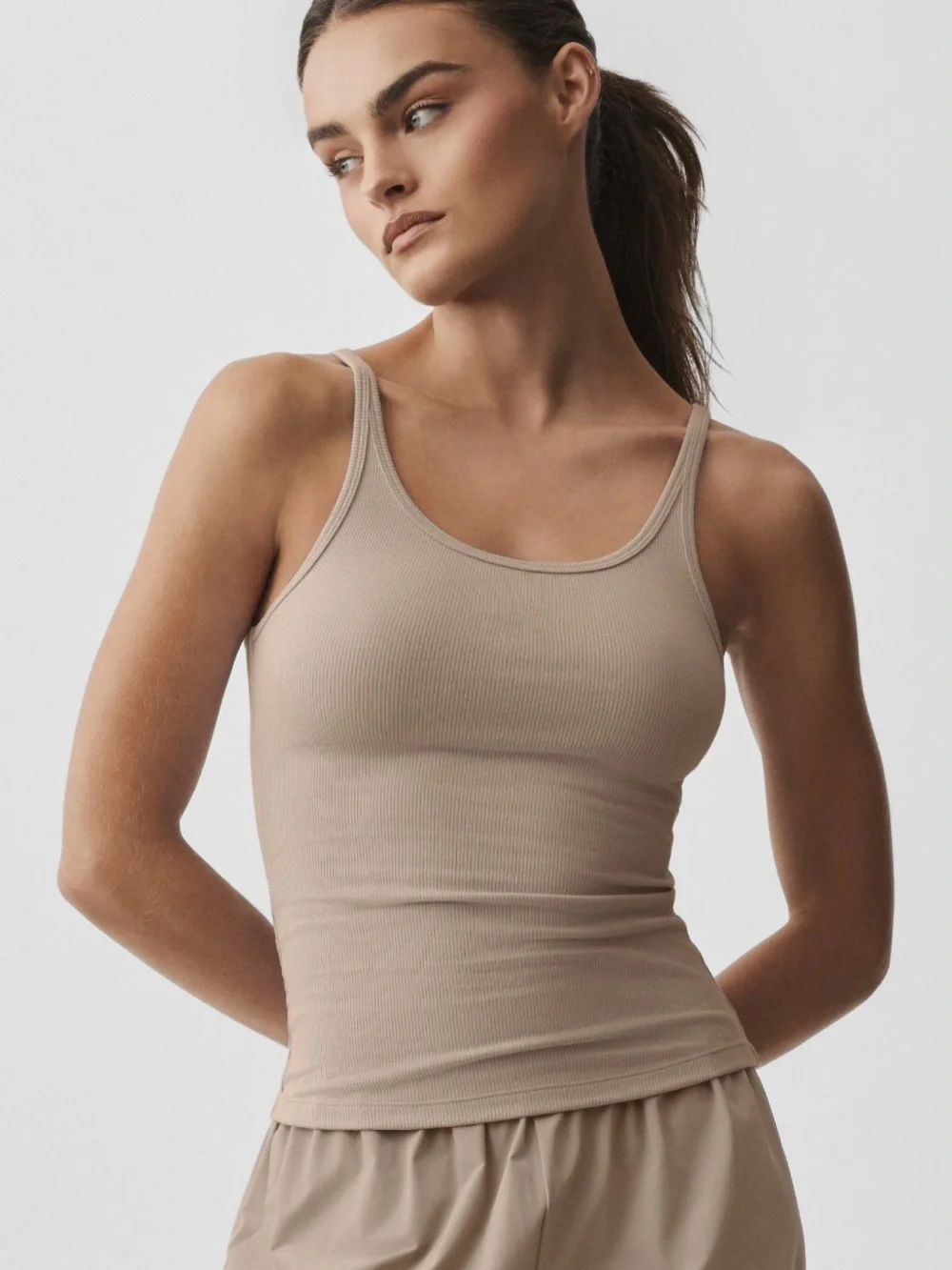 ALO Ribbed Adore Tank - Gravel